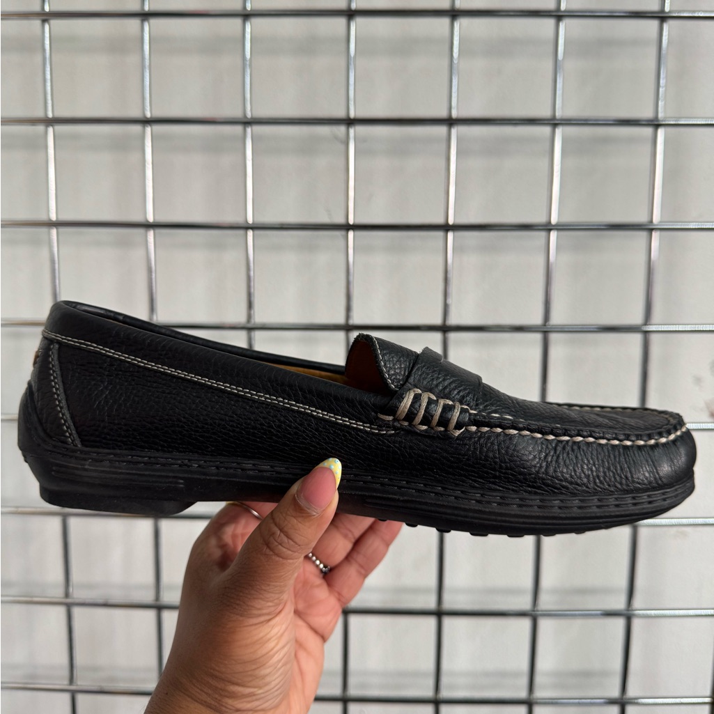 Peter Millar Black Leather Penny Driving Loafers Mens Size 10m Classic Luxe
